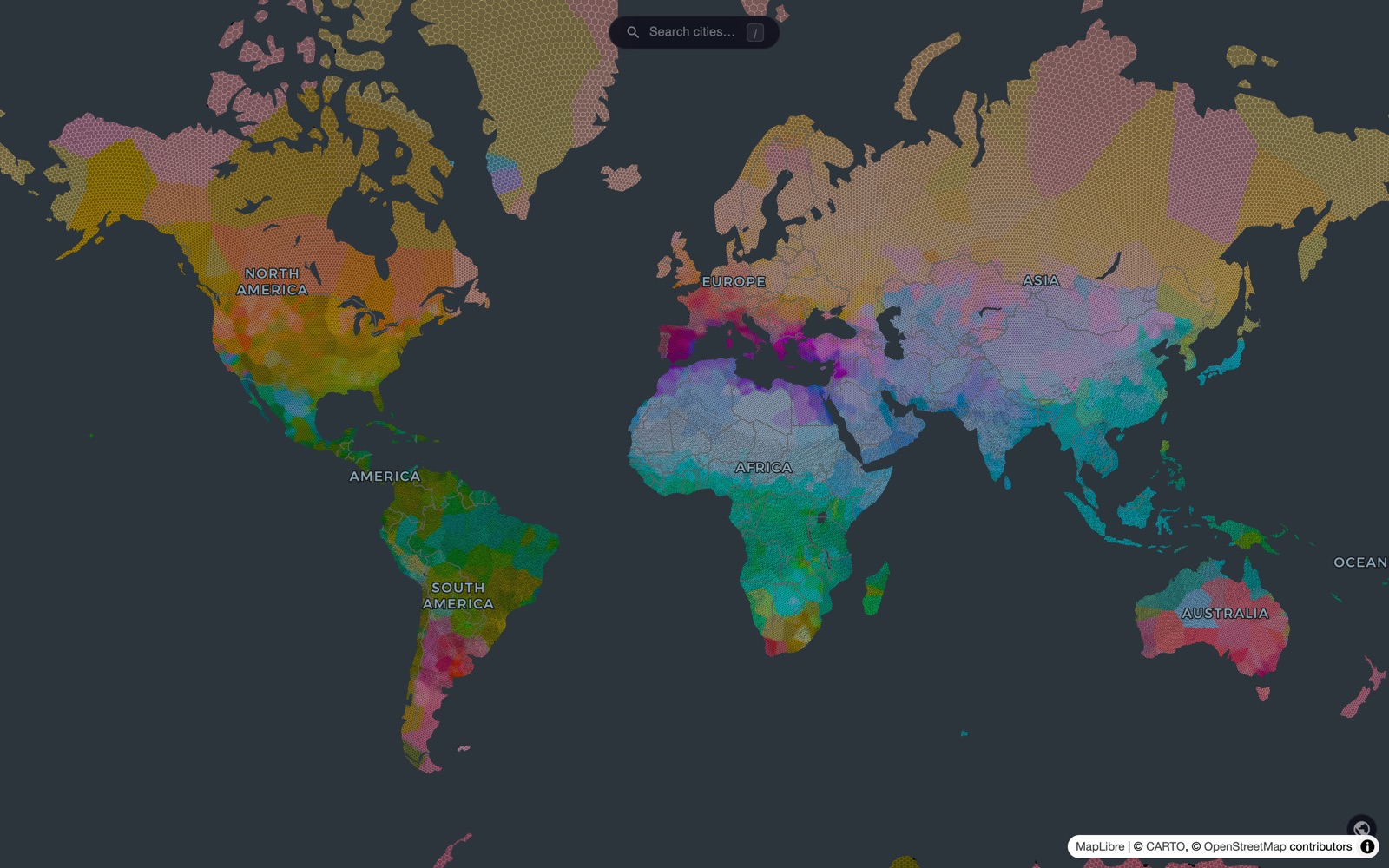 World map where regions are coloured by food culture